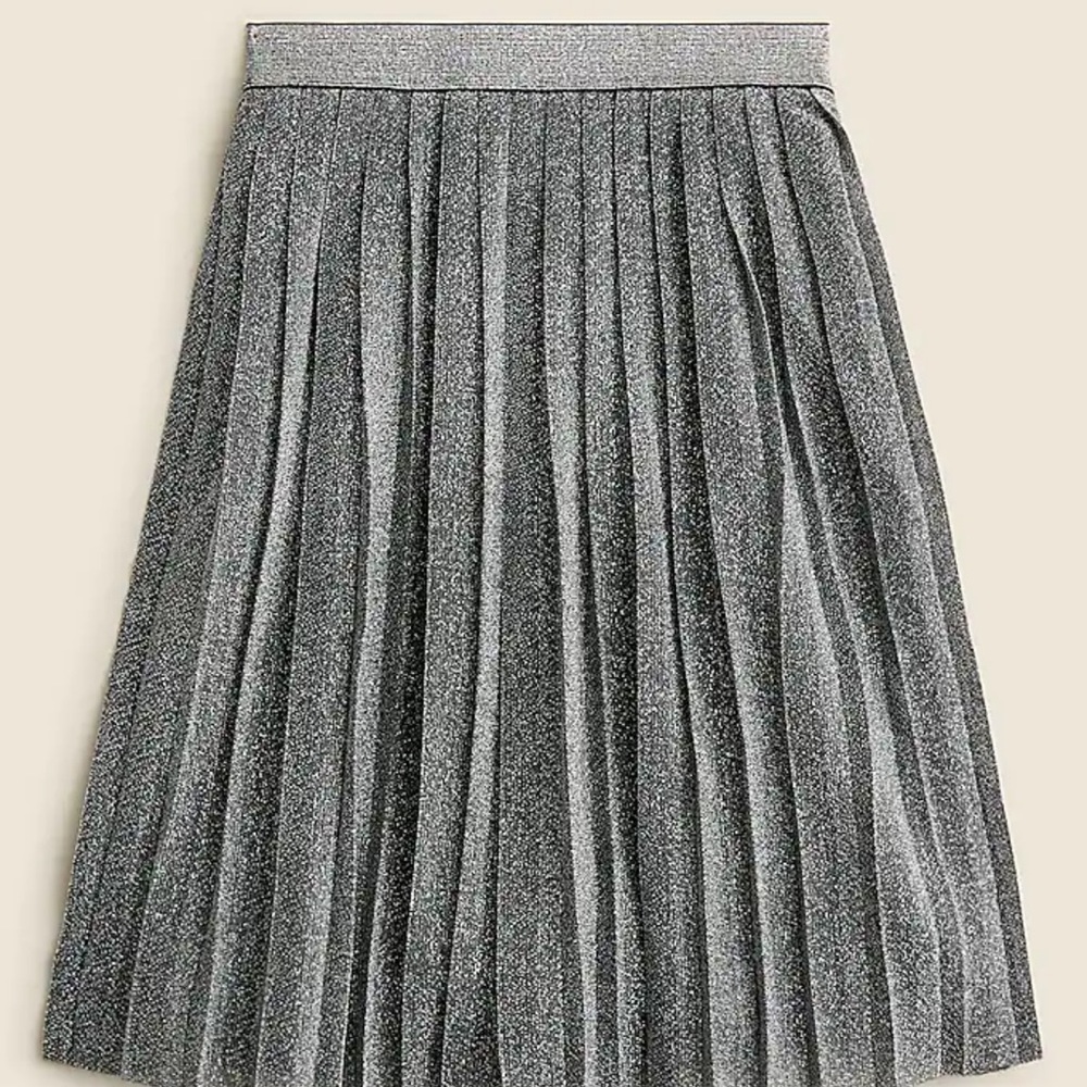 J. Crew Girls' pleated midi pull-on skirt with Lurex® metallic threads.